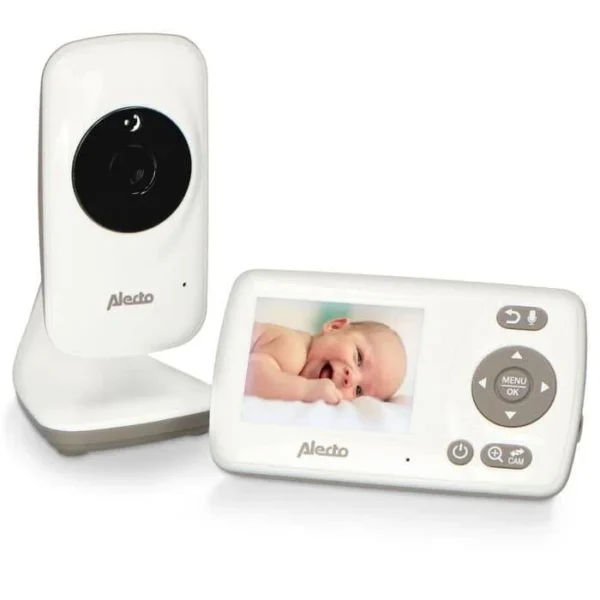 Alecto DVM-71 - Babymonitor med kamera och 2,4" färgskärm, vit/taupe